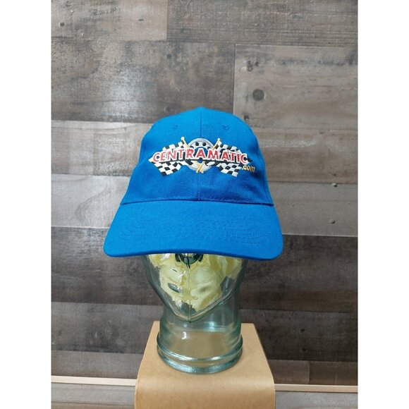 Centramatic Blue Adjustable Baseball Cap With Embroidered Logo & Racing Flag Des - Picture 1 of 7